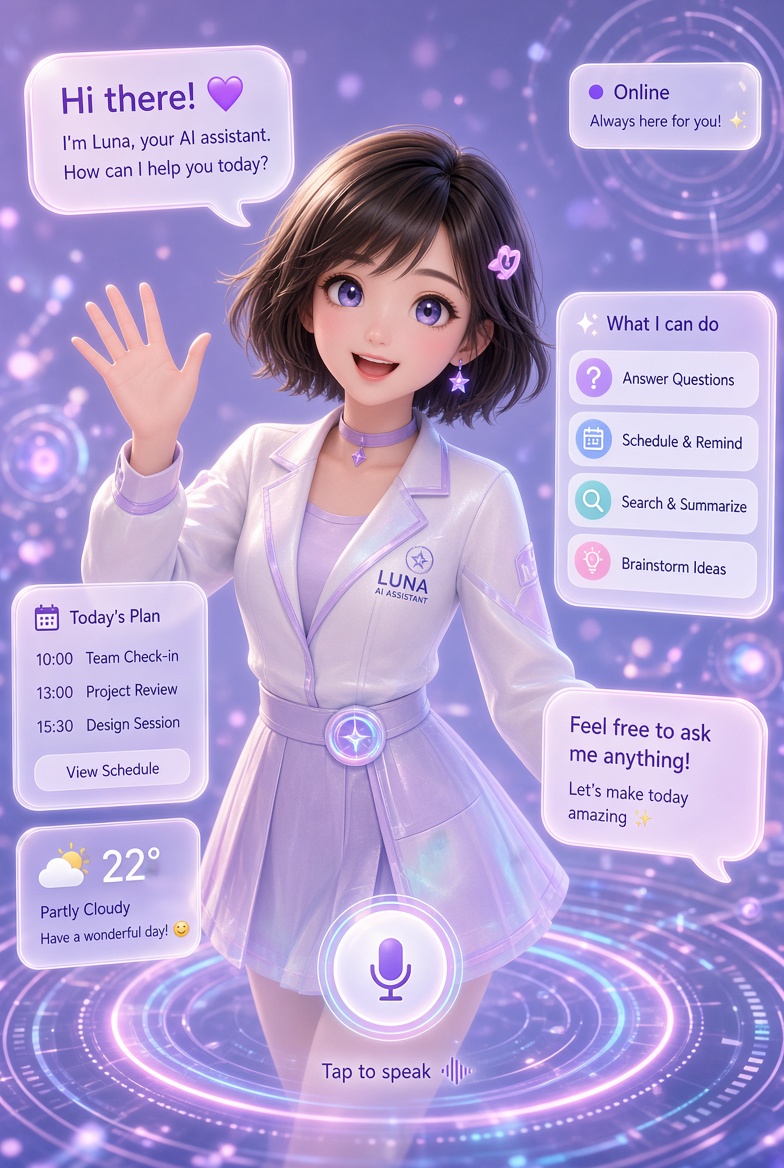 ตัวละคร AI Virtual Assistant รูปแบบสามมิติสำหรับการสนทนาแบบโต้ตอบ