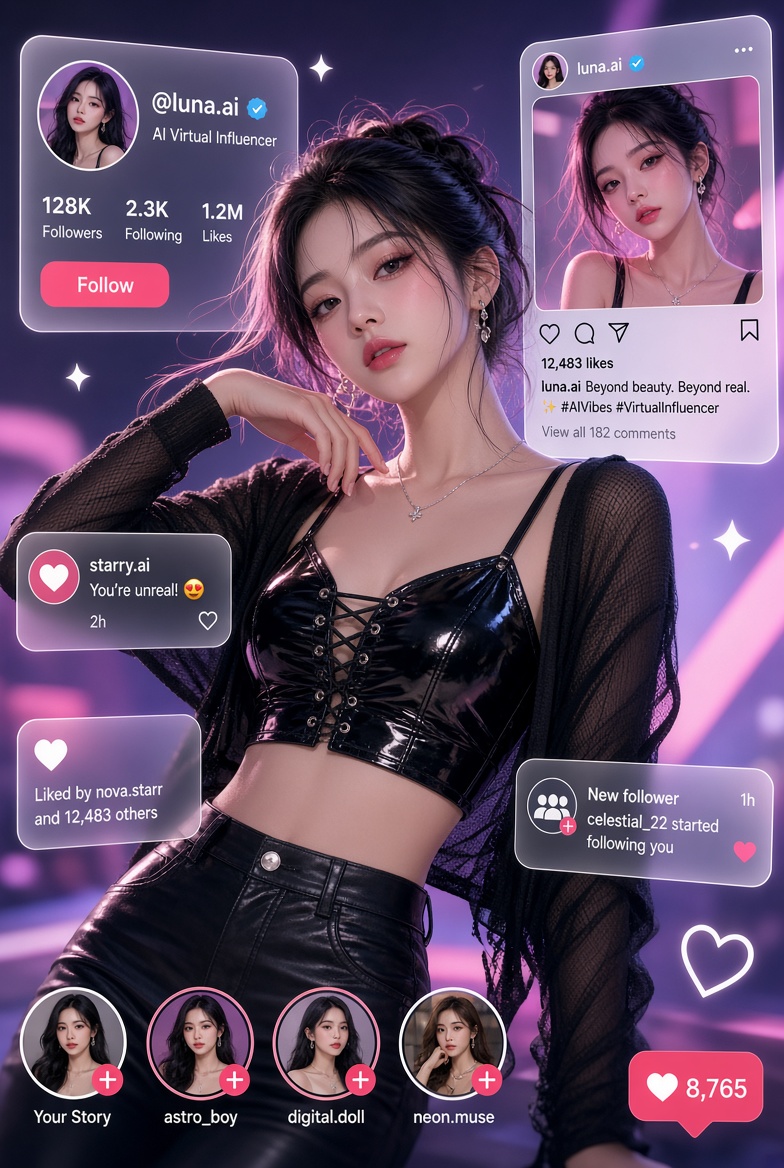ตัวอย่าง Virtual Influencer บนโซเชียลมีเดีย